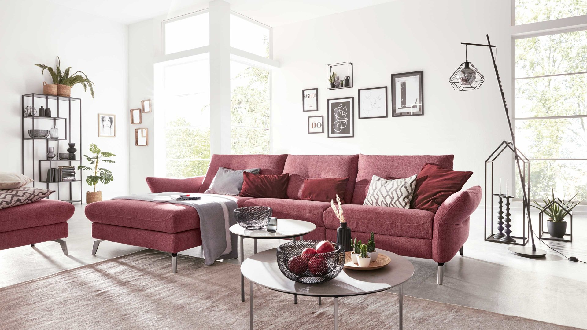 Wohnland Breitwieser , Möbel A-Z, Sofa + Couch, Ecksofas, Interliving,  Interliving Sofa Serie 4400 - Ecksofa, pastellvioletter Bezug GCP 8 -  Stellfläche ca. 167 x 296 cm
