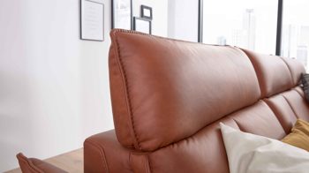 Wohnland Breitwieser , Möbel A-Z, Sofa + Couch, ALLE Sofa + Couch,  Interliving, Interliving Sofa Serie 4058 – Ecksofa, cognacfarbenes LongLife- Leder Cloudy - Stellfläche ca. 279 x 171 cm